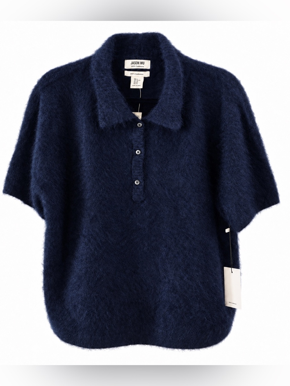 Jason Wu Navy Cashmere Polo Sweater